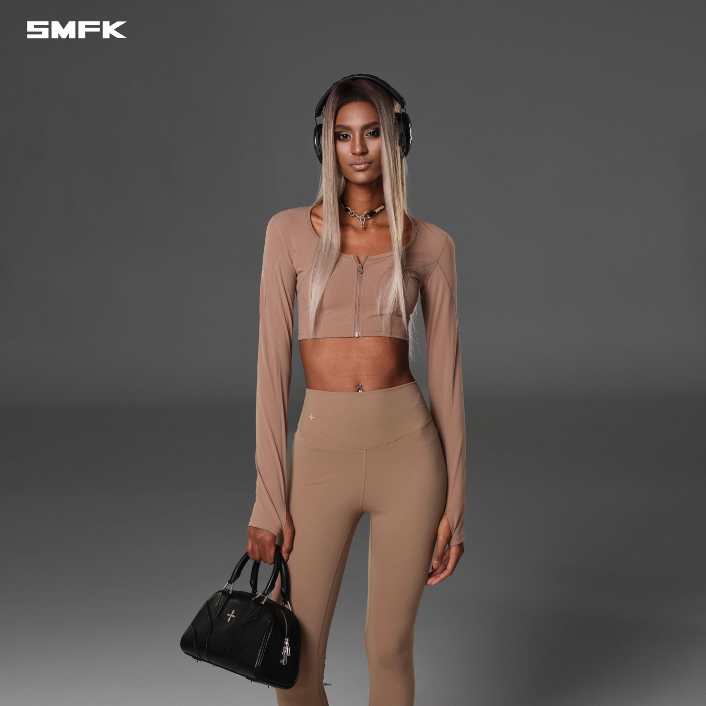 SMFK Focus Gym Taper Pants Lycra Nylon Wild Brown