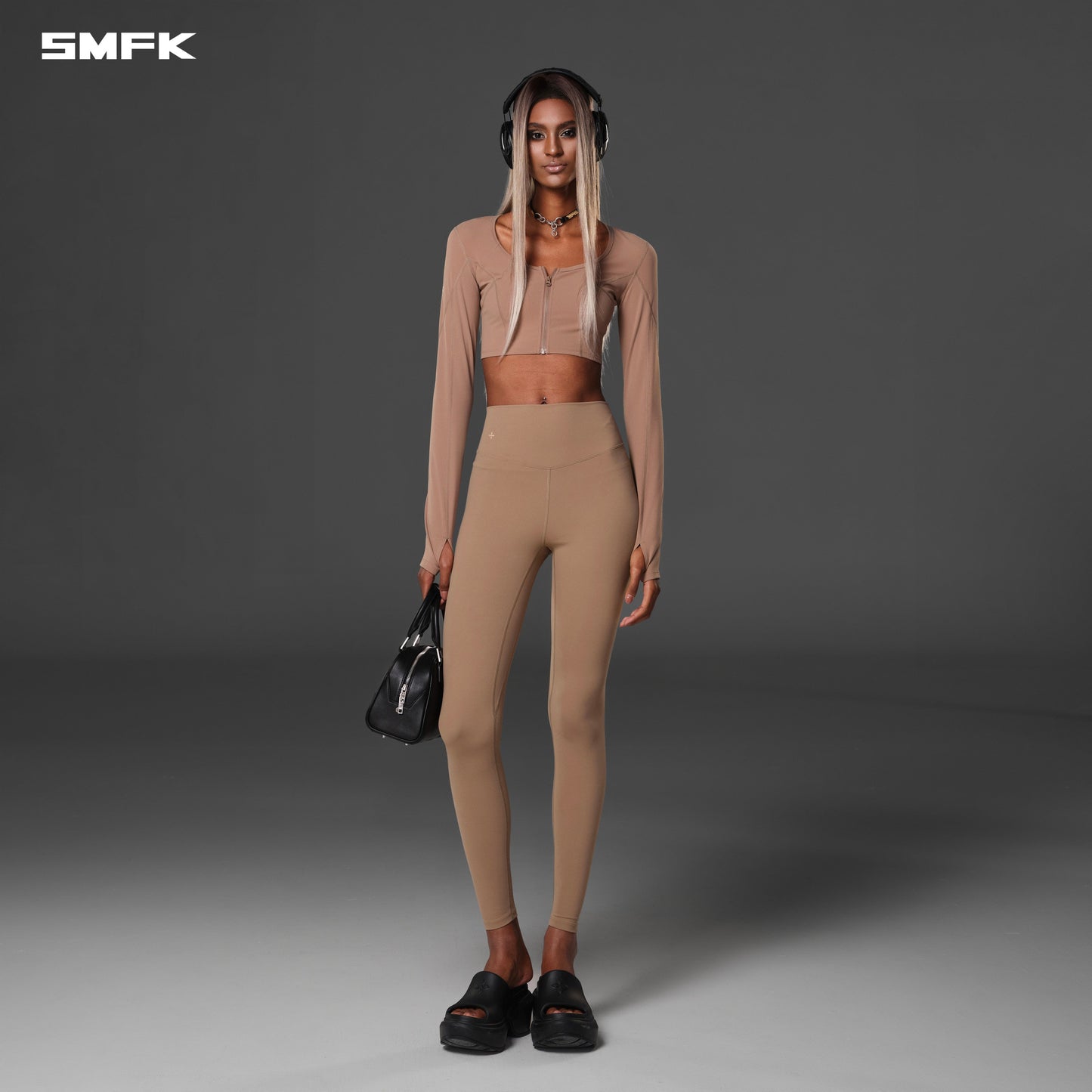 SMFK Focus Gym Taper Pants Lycra Nylon Wild Brown