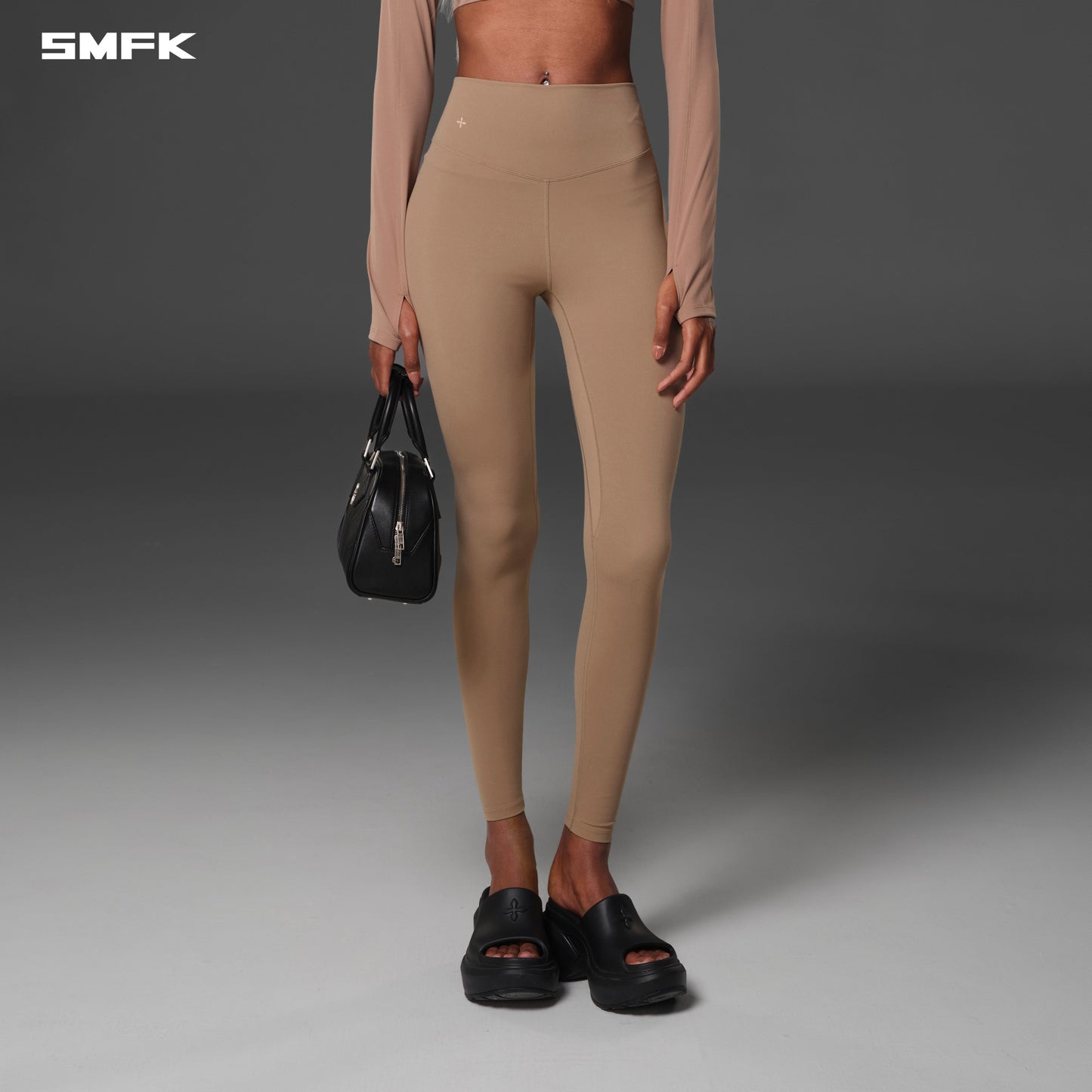 SMFK Focus Gym Taper Pants Lycra Nylon Wild Brown
