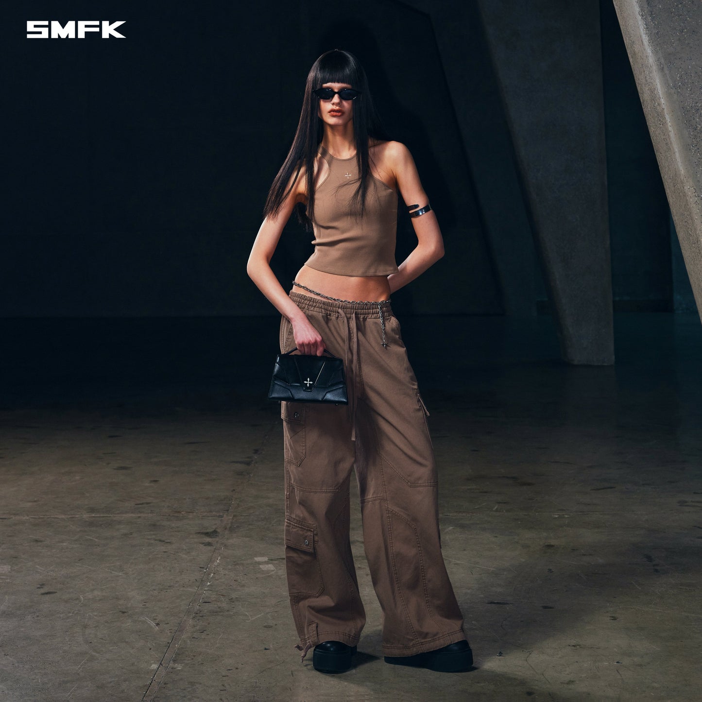 SMFK Poise X-Neck Tank / Cotton Wild Brown