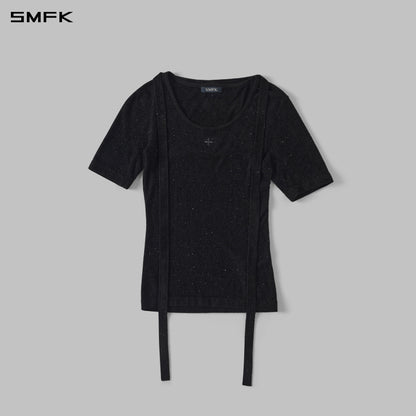 SMFK Myth Aeolus Galaxy Evening Knit Tee Starry Velvet Galaxy Black