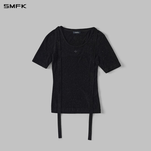 SMFK Myth Aeolus Galaxy Evening Knit Tee Starry Velvet Galaxy Black