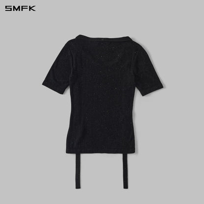 SMFK Myth Aeolus Galaxy Evening Knit Tee Starry Velvet Galaxy Black