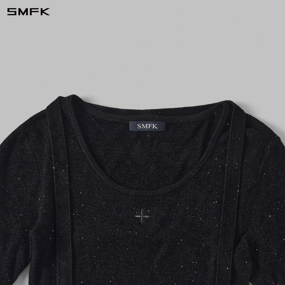 SMFK Myth Aeolus Galaxy Evening Knit Tee Starry Velvet Galaxy Black