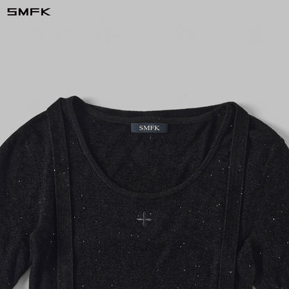 SMFK Myth Aeolus Galaxy Evening Knit Tee Starry Velvet Galaxy Black