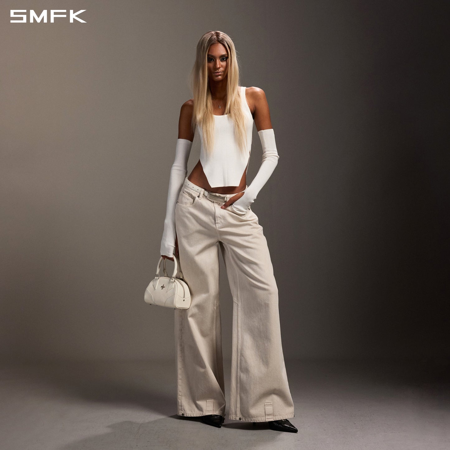 SMFK Myth Siren Slim Knit Vest Tencel+Silk Cloud White