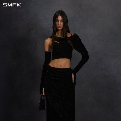 SMFK Myth Siren Cruise Knit Camisole Suit Starry Velvet Galaxy Black