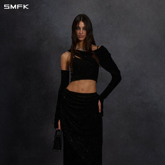 SMFK Myth Siren Cruise Knit Camisole Suit Starry Velvet Galaxy Black