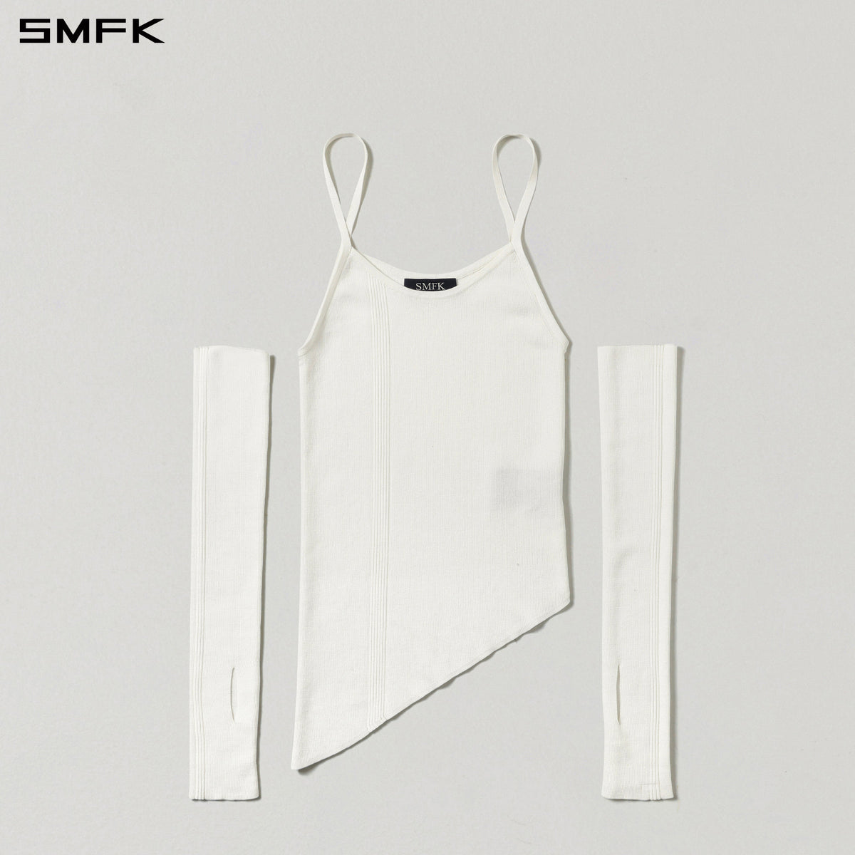 SMFK Myth Aeolus Asymmetry Slim Knit Tencel+Silk Cloud White