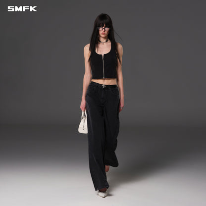SMFK Vintage Nomadic Slim Zip Tank Long-Staple Cotton Wild Black