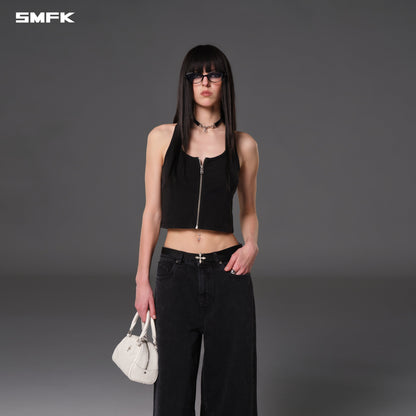 SMFK Vintage Nomadic Slim Zip Tank Long-Staple Cotton Wild Black