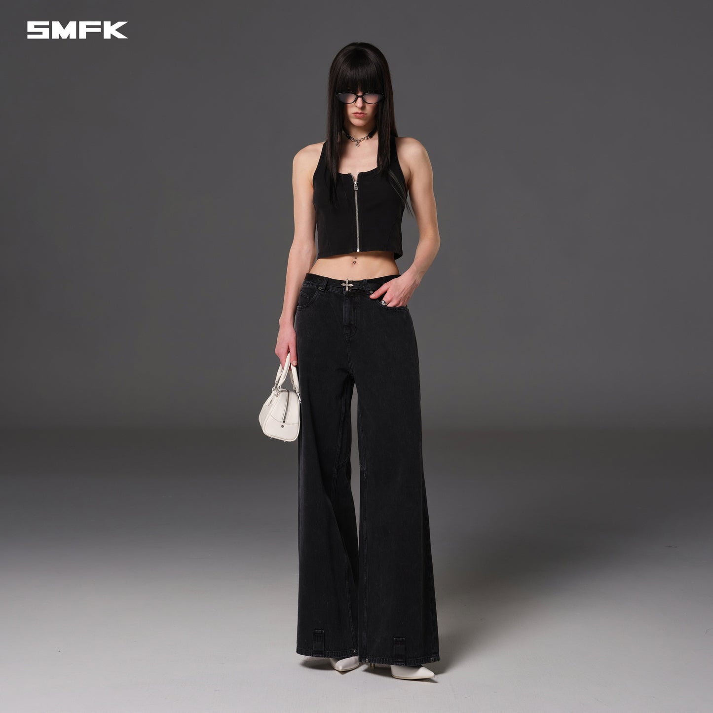 SMFK Vintage Nomadic Slim Zip Tank Long-Staple Cotton Wild Black
