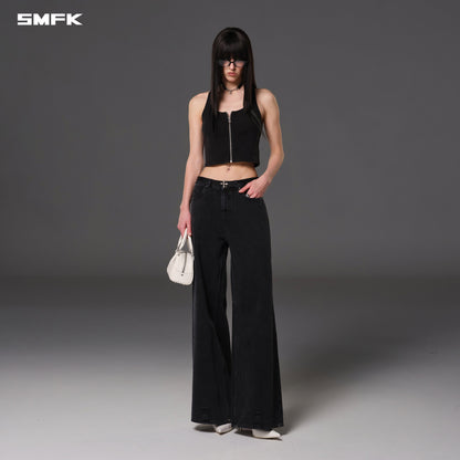 SMFK Vintage Nomadic Slim Zip Tank Long-Staple Cotton Wild Black