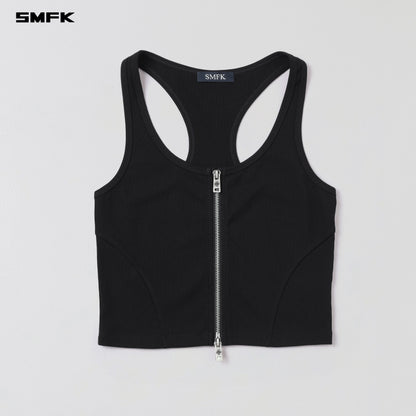 SMFK Vintage Nomadic Slim Zip Tank Long-Staple Cotton Wild Black