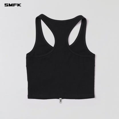SMFK Vintage Nomadic Slim Zip Tank Long-Staple Cotton Wild Black