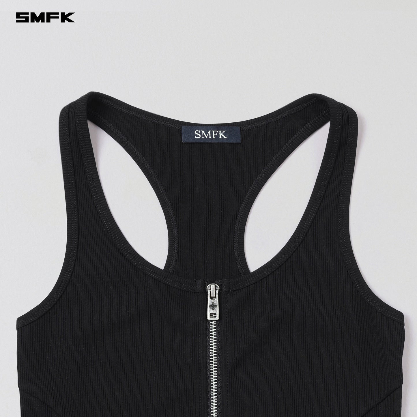 SMFK Vintage Nomadic Slim Zip Tank Long-Staple Cotton Wild Black