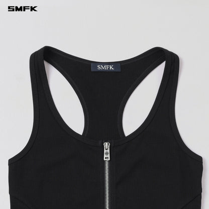 SMFK Vintage Nomadic Slim Zip Tank Long-Staple Cotton Wild Black