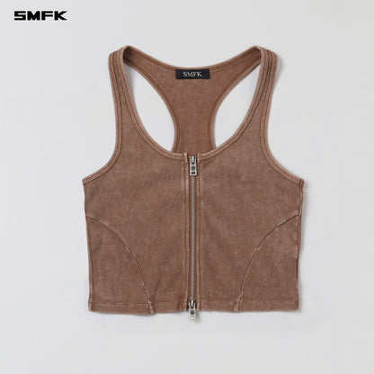 SMFK Vintage Nomadic Slim Zip Tank Long-Staple Cotton Vanish Brown