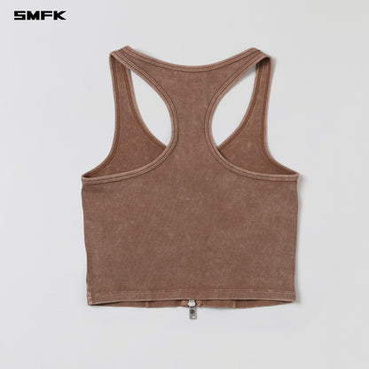 SMFK Vintage Nomadic Slim Zip Tank Long-Staple Cotton Vanish Brown