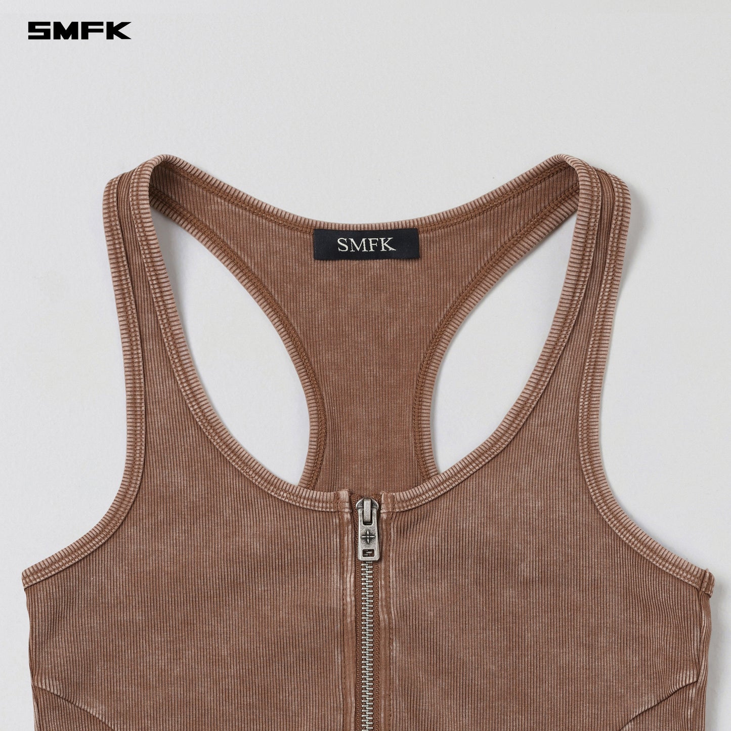 SMFK Vintage Nomadic Slim Zip Tank Long-Staple Cotton Vanish Brown