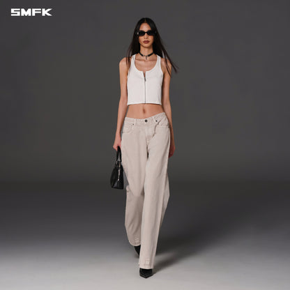 SMFK Vintage Nomadic Slim Zip Tank Long-Staple Cotton Cloud White