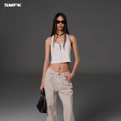 SMFK Vintage Nomadic Slim Zip Tank Long-Staple Cotton Cloud White