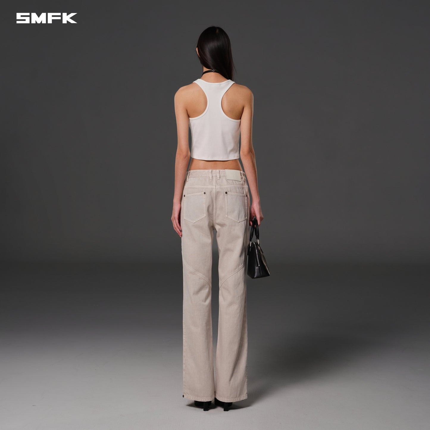 SMFK Vintage Nomadic Slim Zip Tank Long-Staple Cotton Cloud White