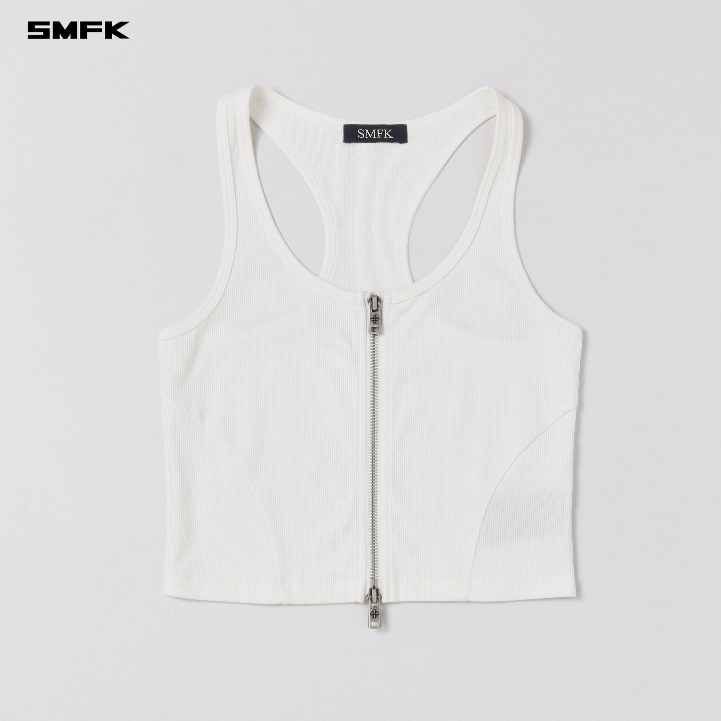 SMFK Vintage Nomadic Slim Zip Tank Long-Staple Cotton Cloud White