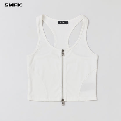 SMFK Vintage Nomadic Slim Zip Tank Long-Staple Cotton Cloud White