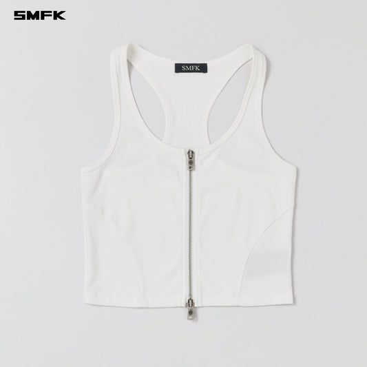 SMFK Vintage Nomadic Slim Zip Tank Long-Staple Cotton Cloud White