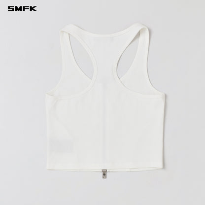 SMFK Vintage Nomadic Slim Zip Tank Long-Staple Cotton Cloud White
