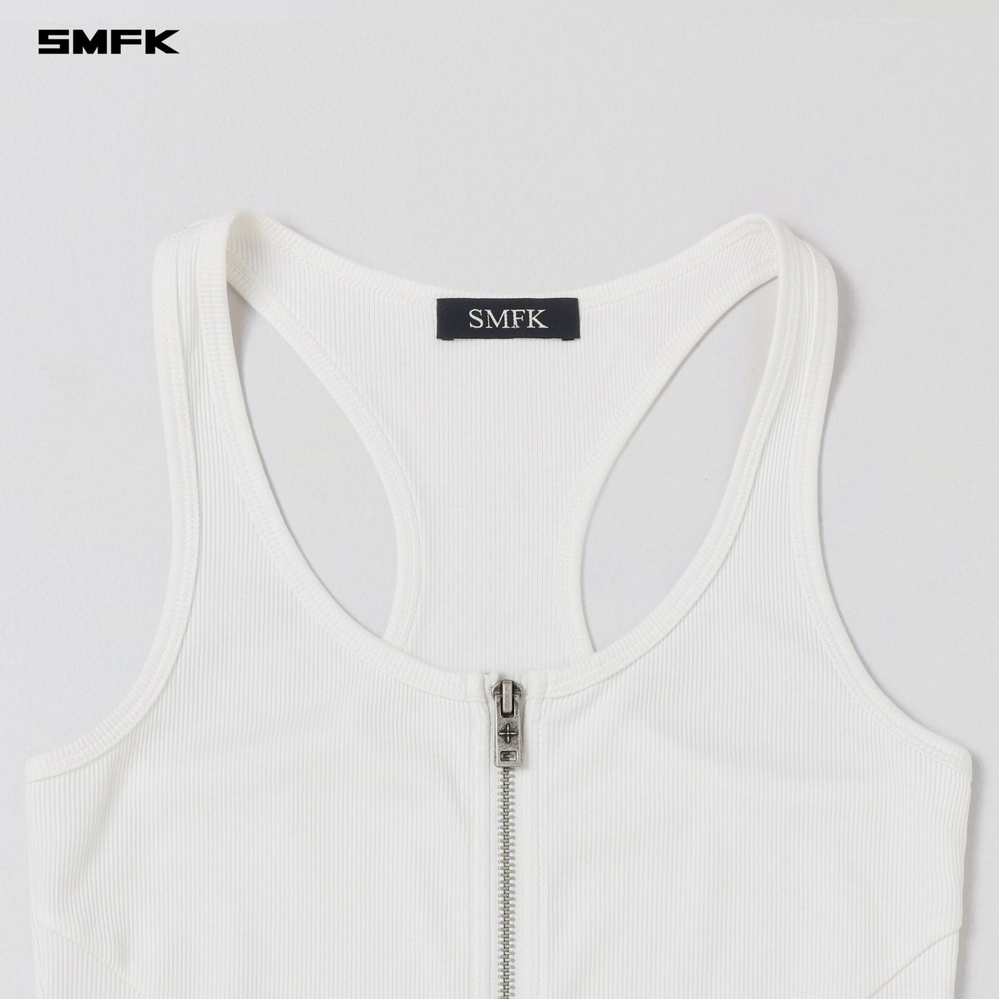 SMFK Vintage Nomadic Slim Zip Tank Long-Staple Cotton Cloud White