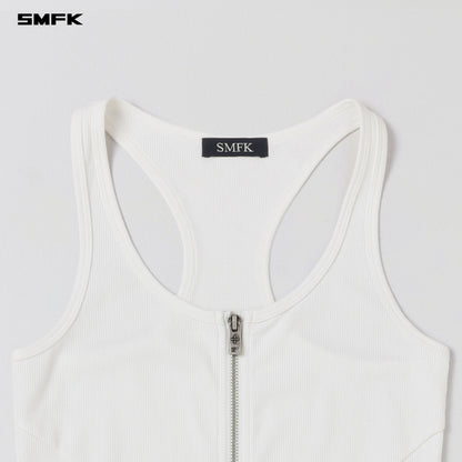SMFK Vintage Nomadic Slim Zip Tank Long-Staple Cotton Cloud White
