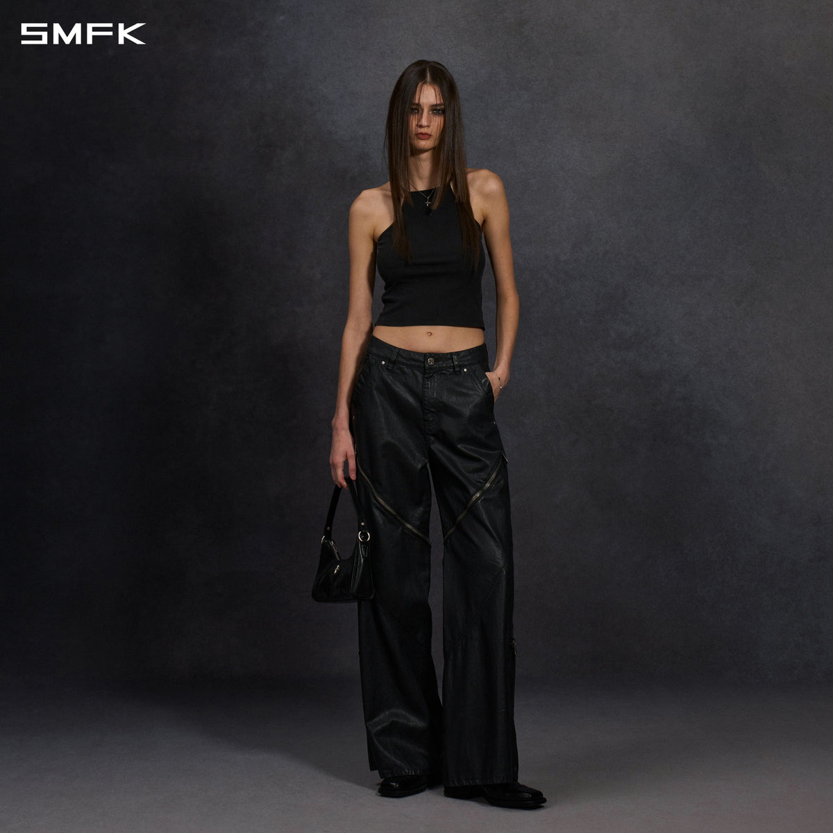 SMFK Vintage Chinese Long Camisole Wild Black