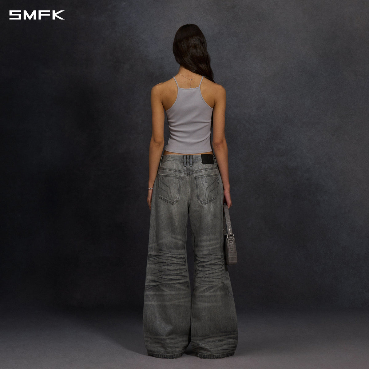 SMFK Vintage Chinese Long Camisole Glacier Grey