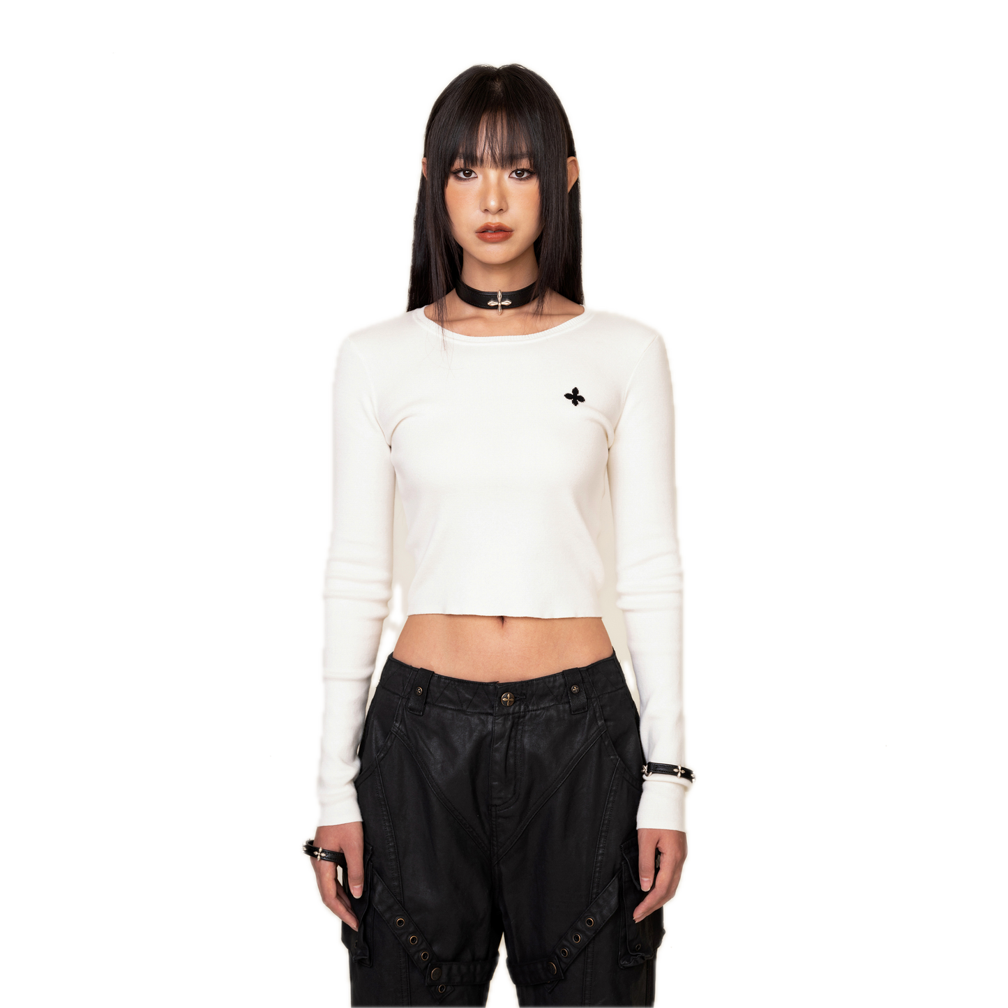 SMFK Compass Cross Classic Riding Knitted Top In White