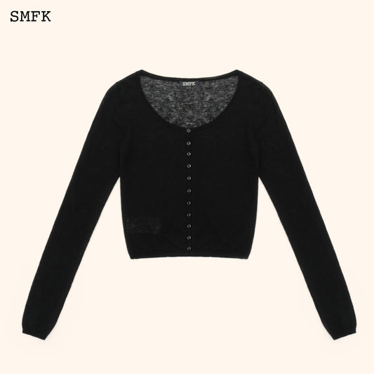 SMFK Compass Classic Woolen Knitted Cardigan In Black