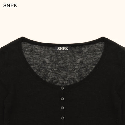 SMFK Compass Classic Woolen Knitted Cardigan In Black