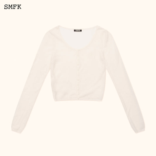 SMFK Compass Classic Woolen Knitted Cardigan In White