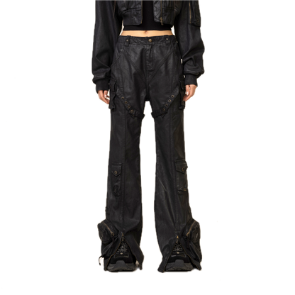 SMFK Ancient Myth Black Panther Waxed Flared Pants