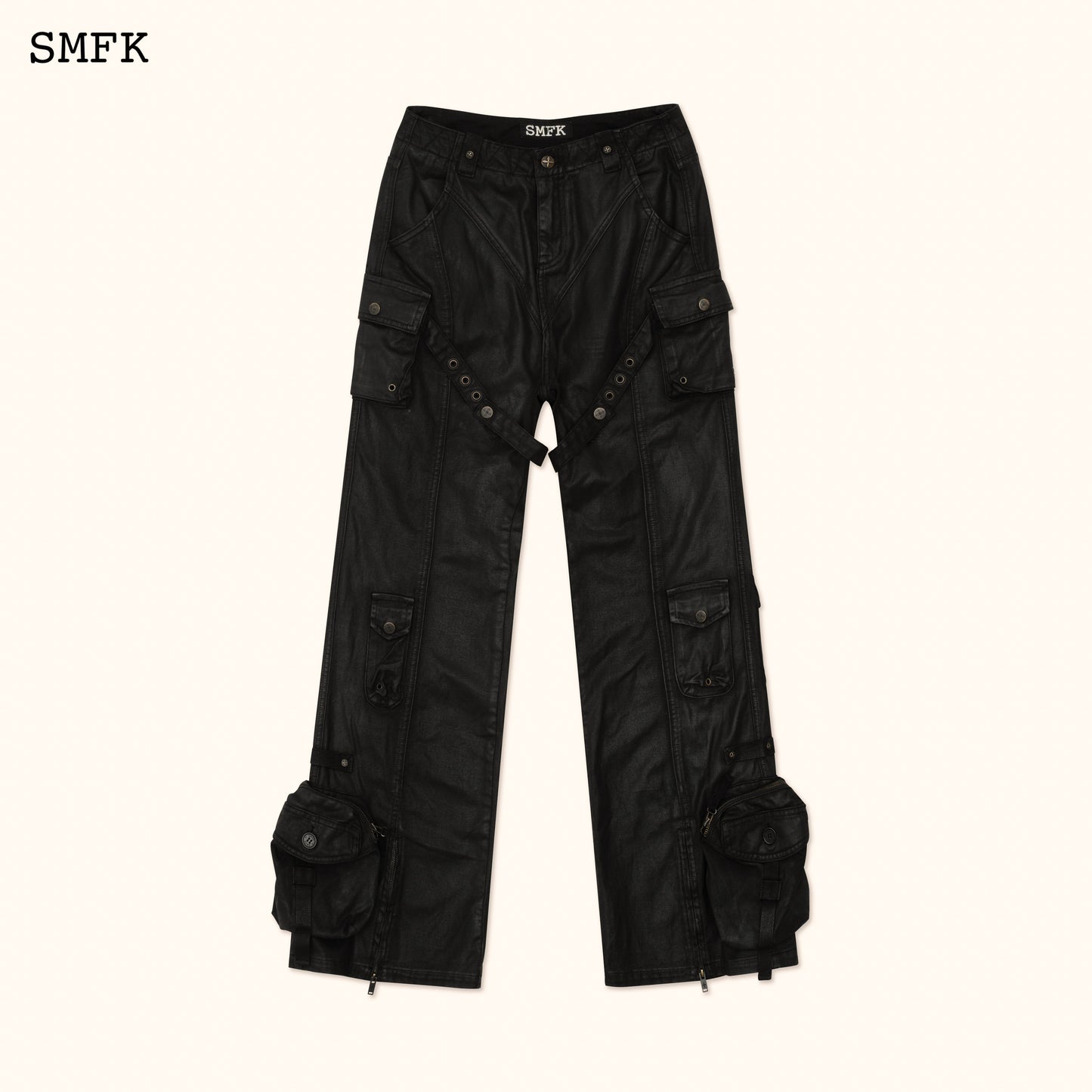 SMFK Ancient Myth Black Panther Waxed Flared Pants