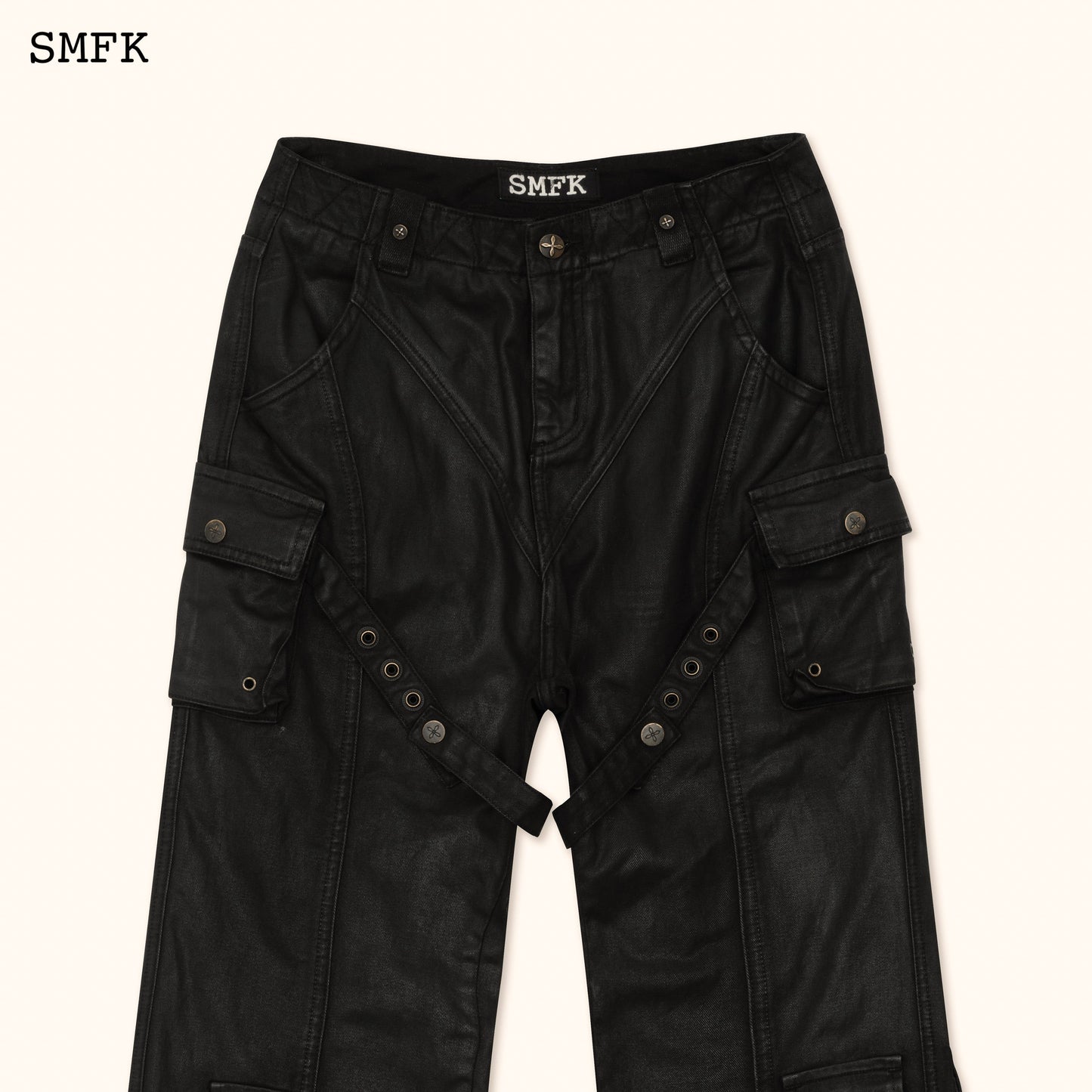 SMFK Ancient Myth Black Panther Waxed Flared Pants