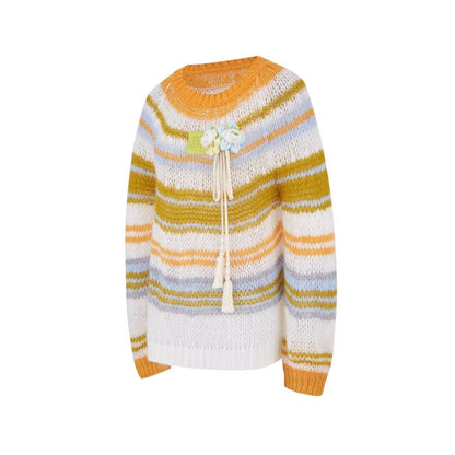 13DE MARZO Hollow Lines Sweater Yellow