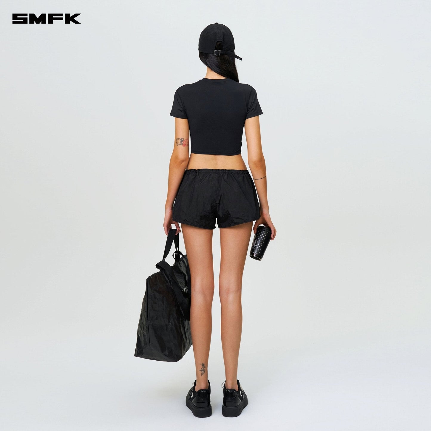 SMFK Ancient Myth Alloy Skin Low-Waist Jogging Shorts Black