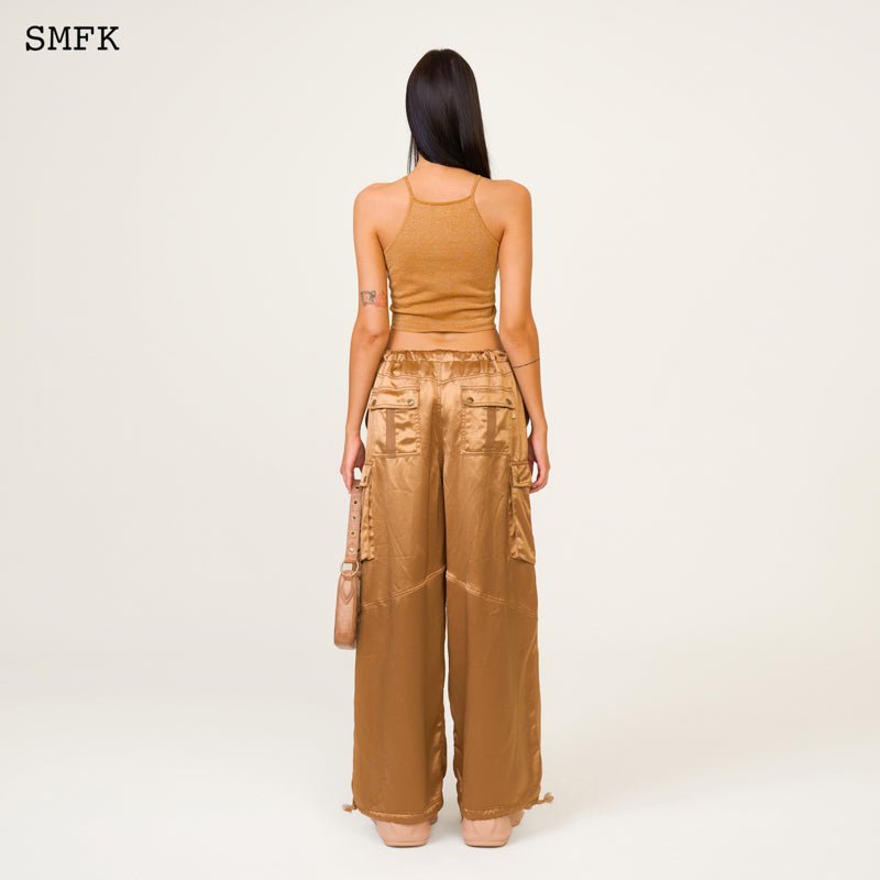 SMFK Ancient Myth Gold Snake Satin Vintage Paratrooper Pants