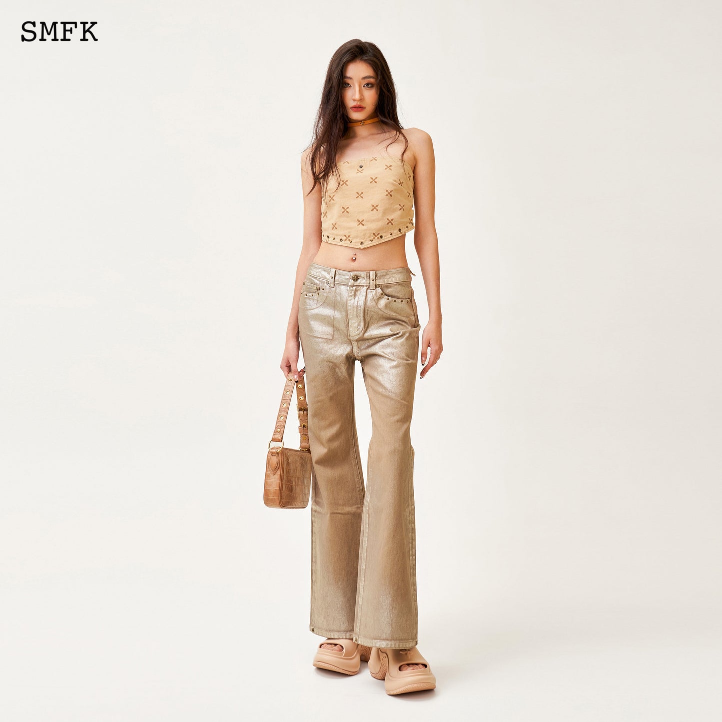 SMFK Ancient Myth Golden Snake Flared Jeans