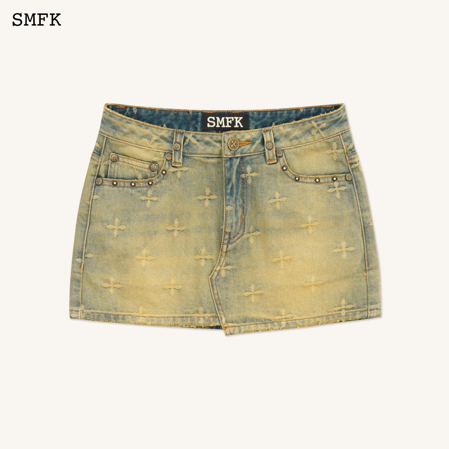 SMFK Ancient Myth Temple Garden Denim Mini Skirt