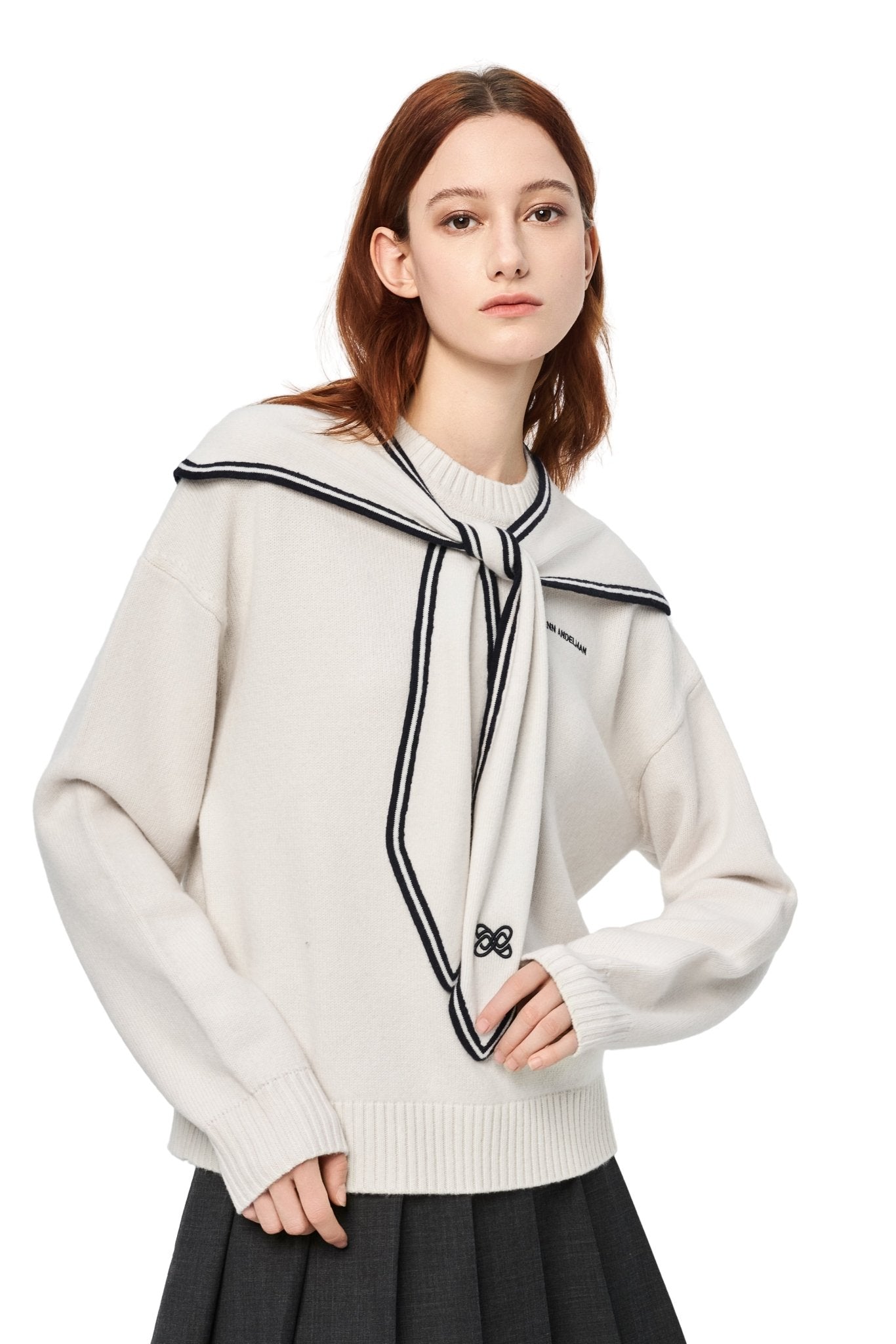 Ann Andelman Apricot Sailor Collar Sweater