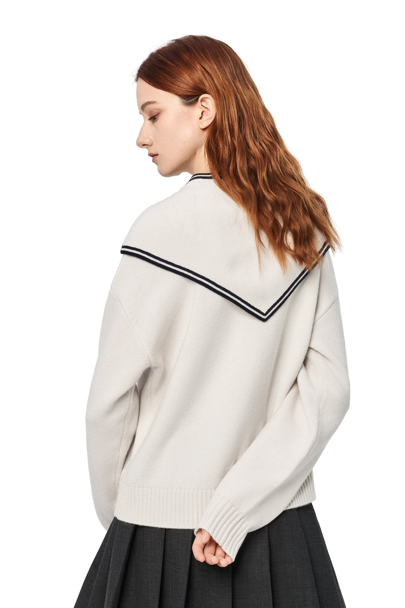 Ann Andelman Apricot Sailor Collar Sweater