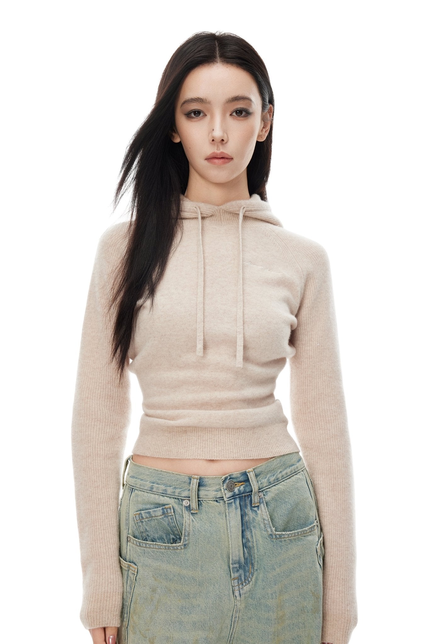 Ann Andelman Beige Hooded Wool Sweater